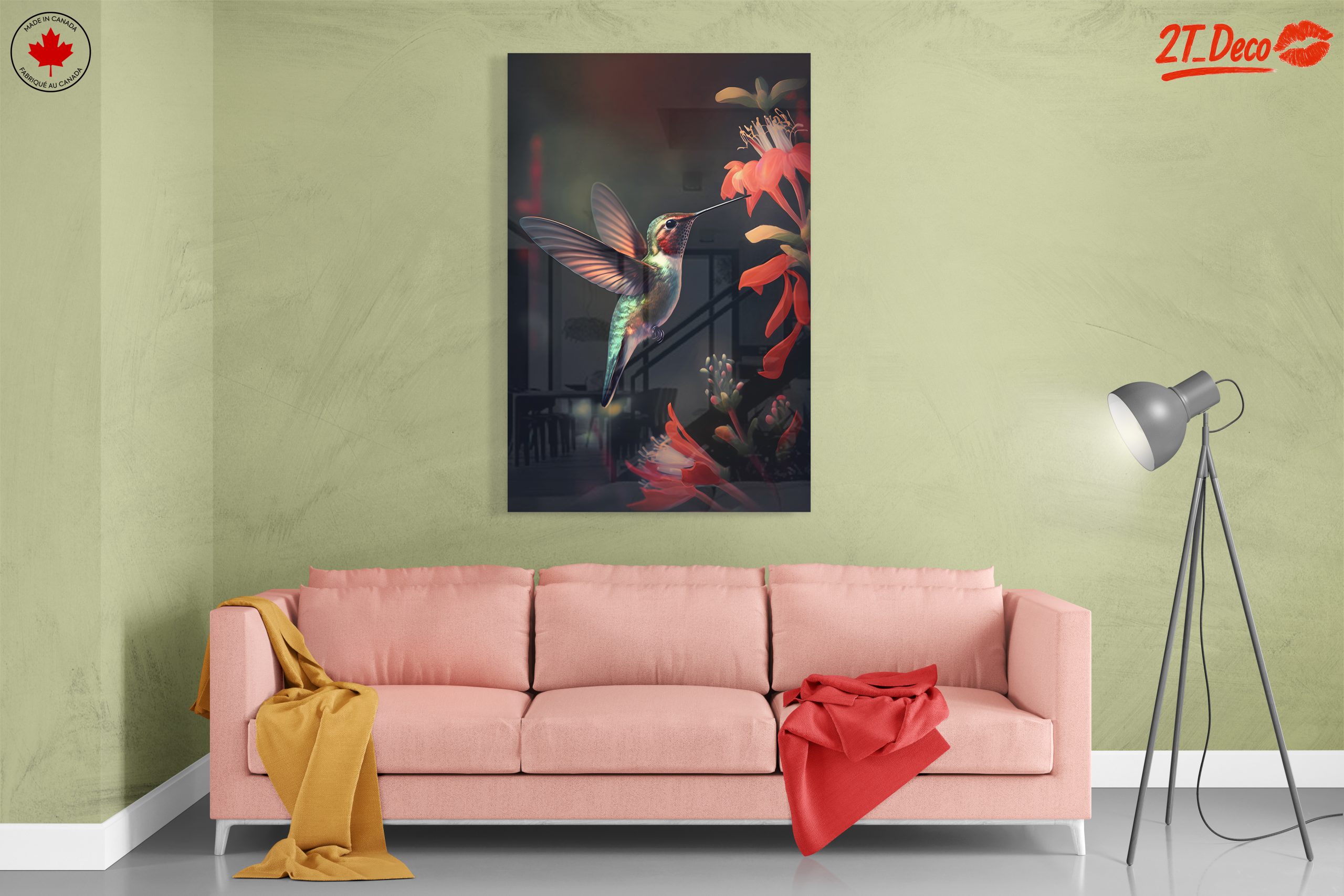 Realistic Hummingbird Near Vibrant Flowers - Image 7