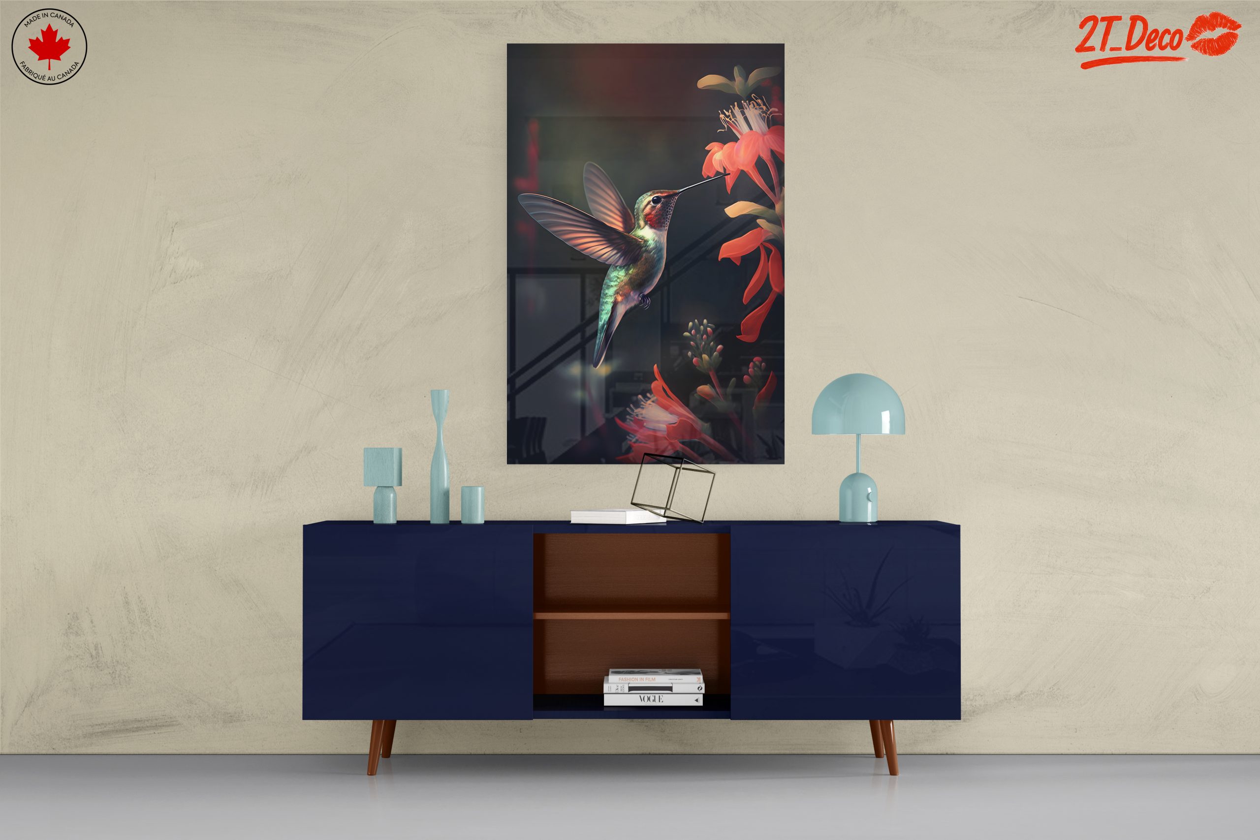 Realistic Hummingbird Near Vibrant Flowers - Image 8