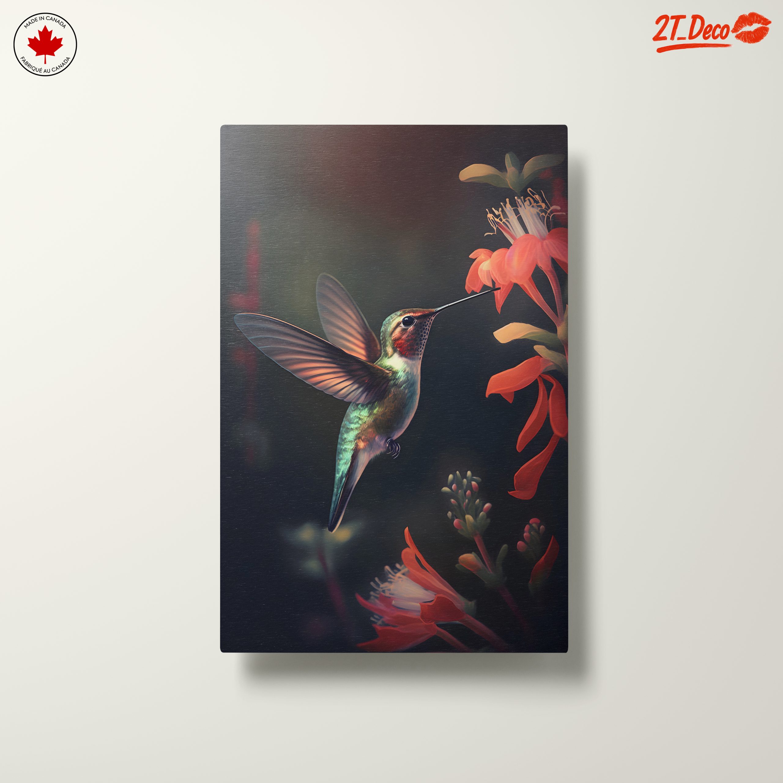 Realistic Hummingbird Near Vibrant Flowers - Image 10