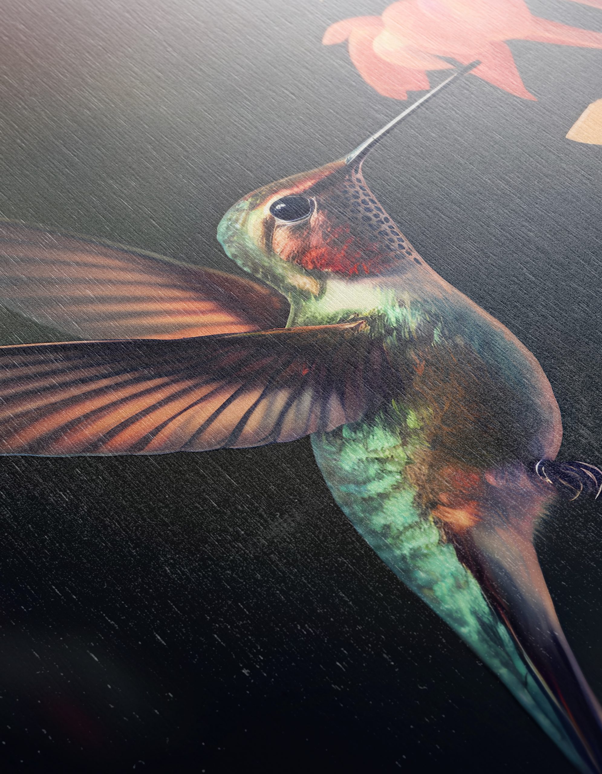Realistic Hummingbird Near Vibrant Flowers - Image 12