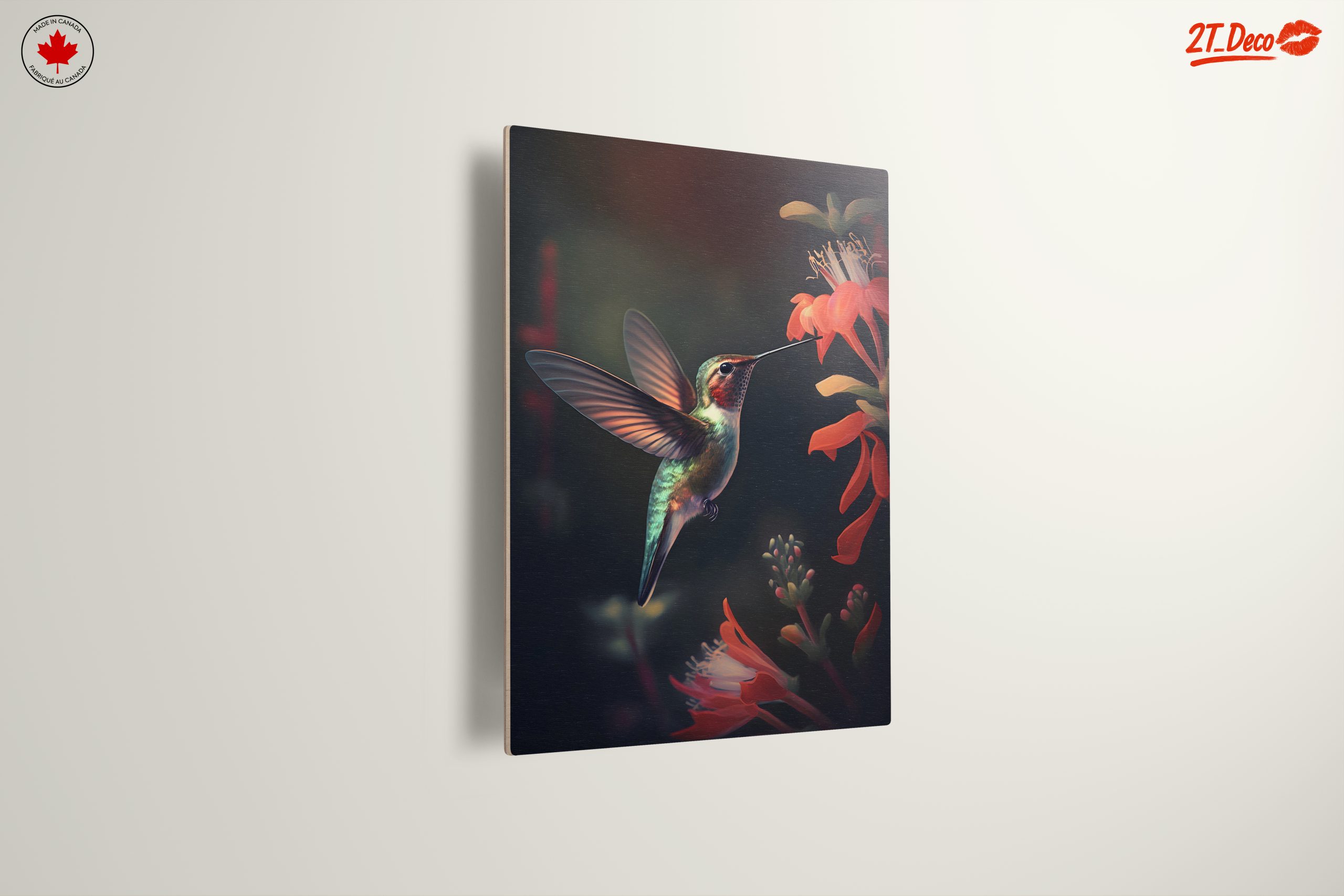 Realistic Hummingbird Near Vibrant Flowers - Image 13