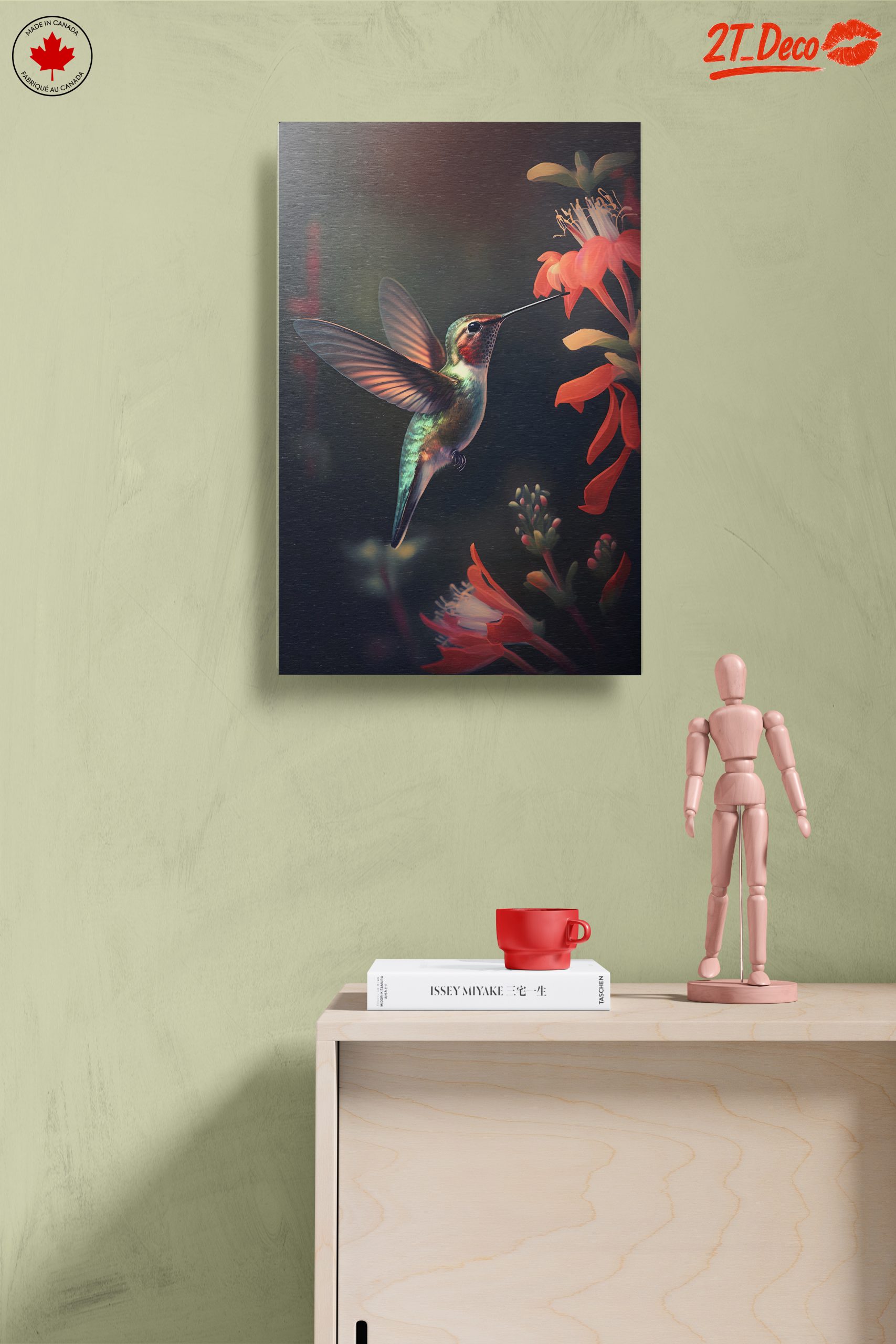 Realistic Hummingbird Near Vibrant Flowers - Image 14