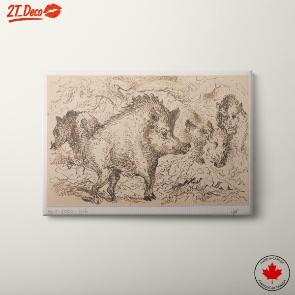 Boars in Natural Habitat Wildlife Art