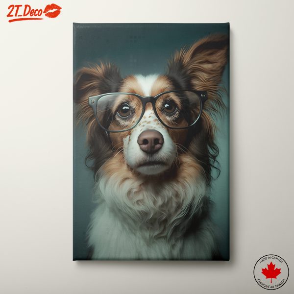 Realistic Dog Portrait with Glasses