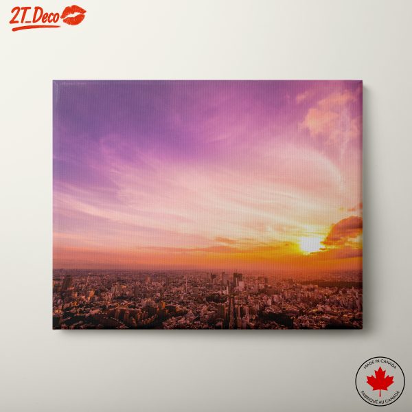 Sunset Over Cityscape With Vibrant Colors
