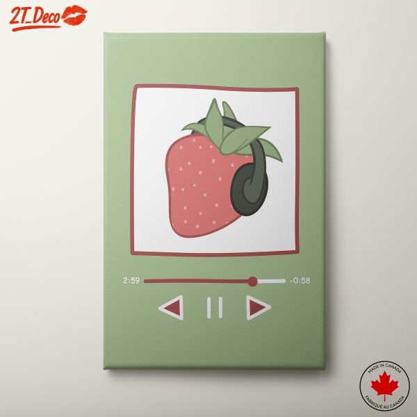 Strawberry Illustration with Headphones
