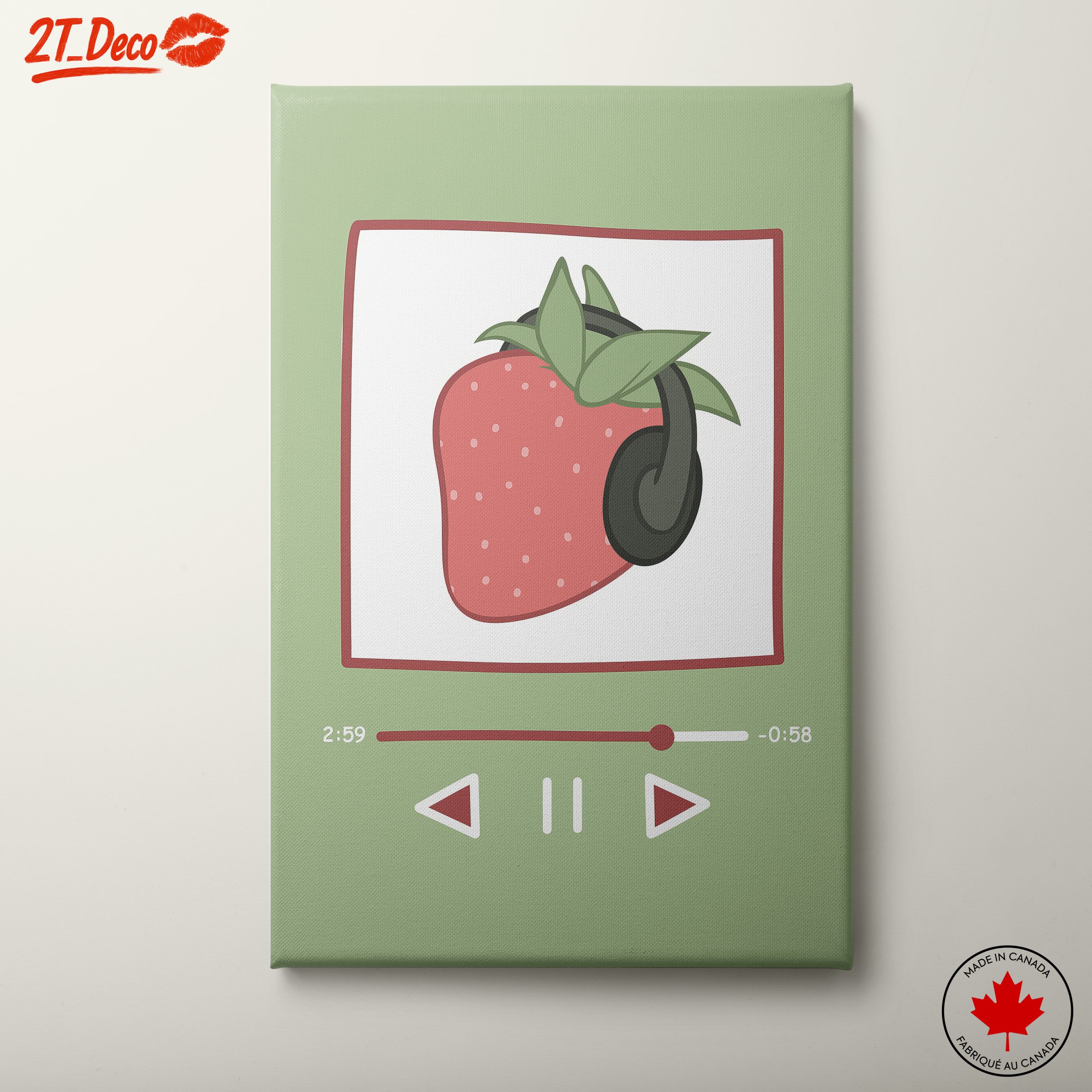 Strawberry Illustration with Headphones