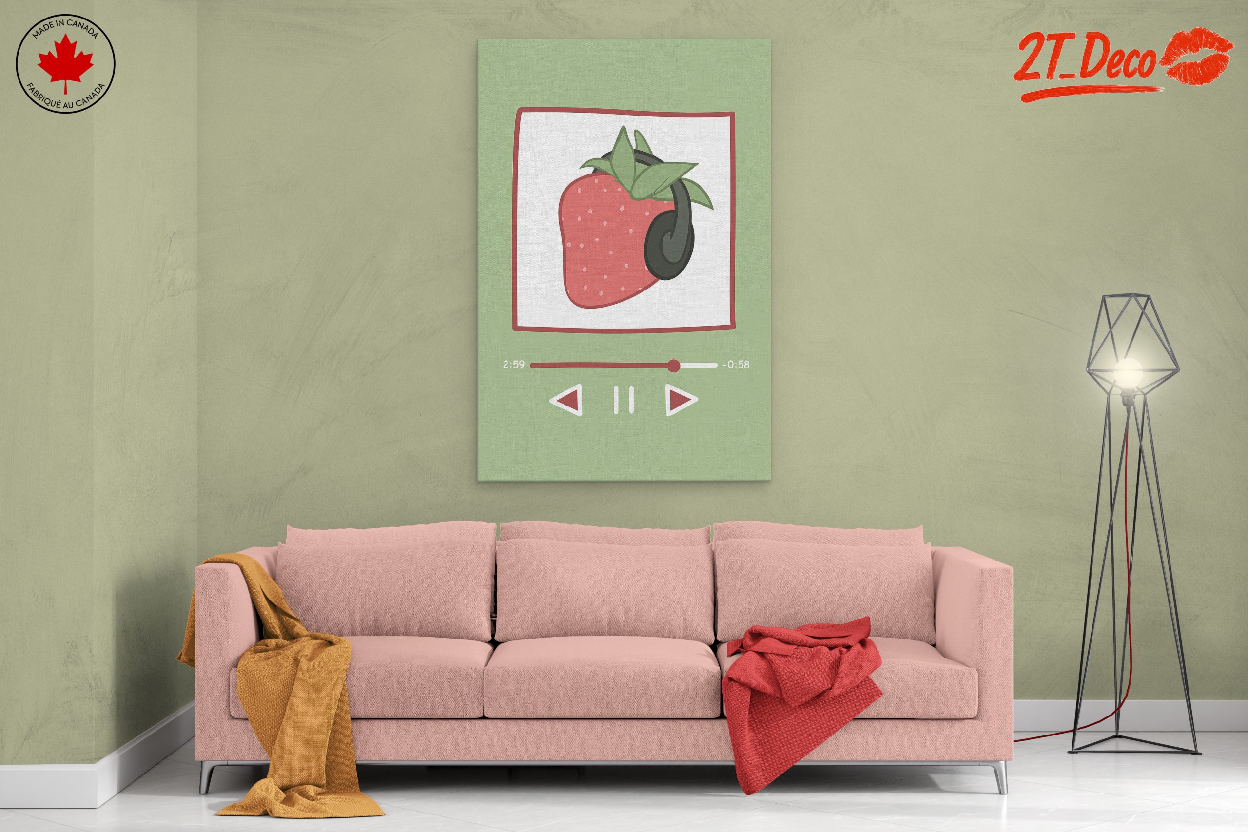 Strawberry Illustration with Headphones - Image 2