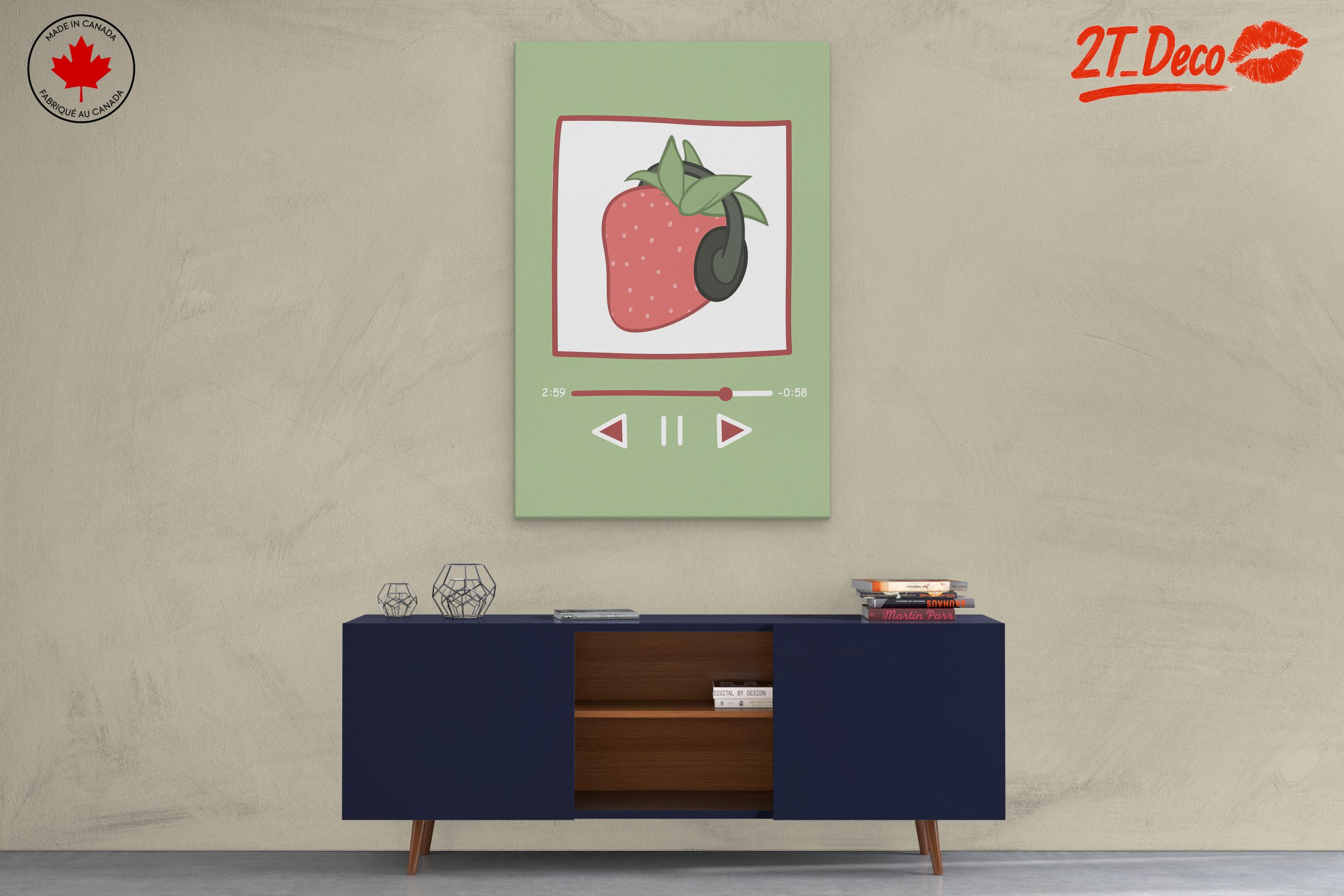 Strawberry Illustration with Headphones - Image 3