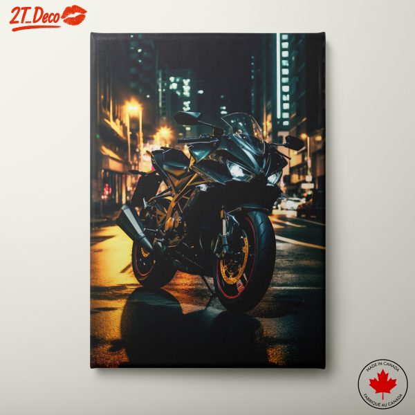 Sleek Motorcycle in Urban Nightscape 2