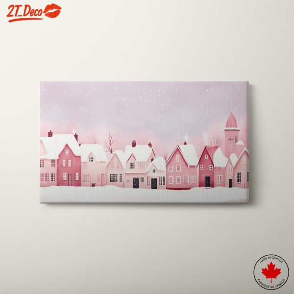 Charming Winter Village Landscape Art