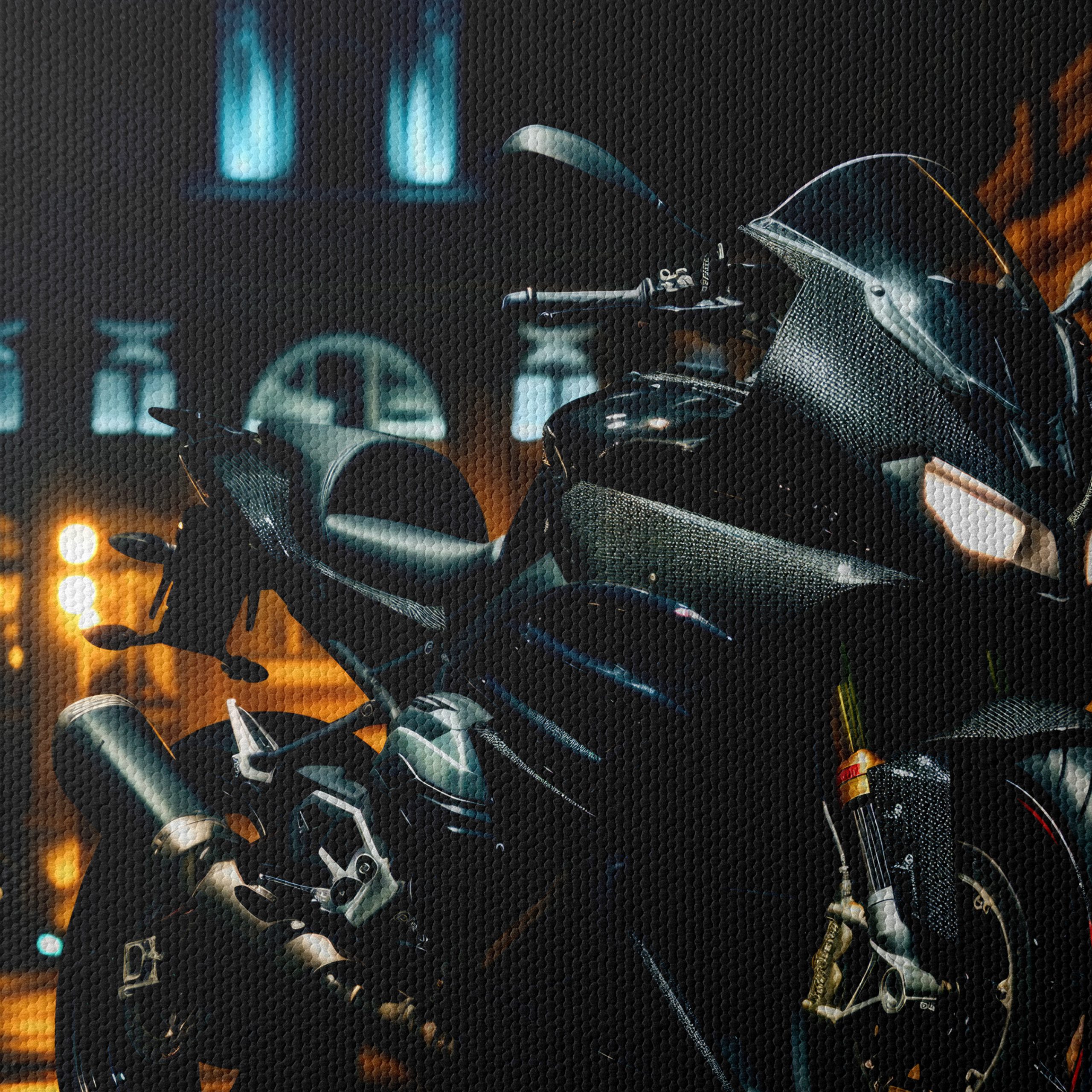 Sleek Motorcycle at Night with City Lights - Image 4