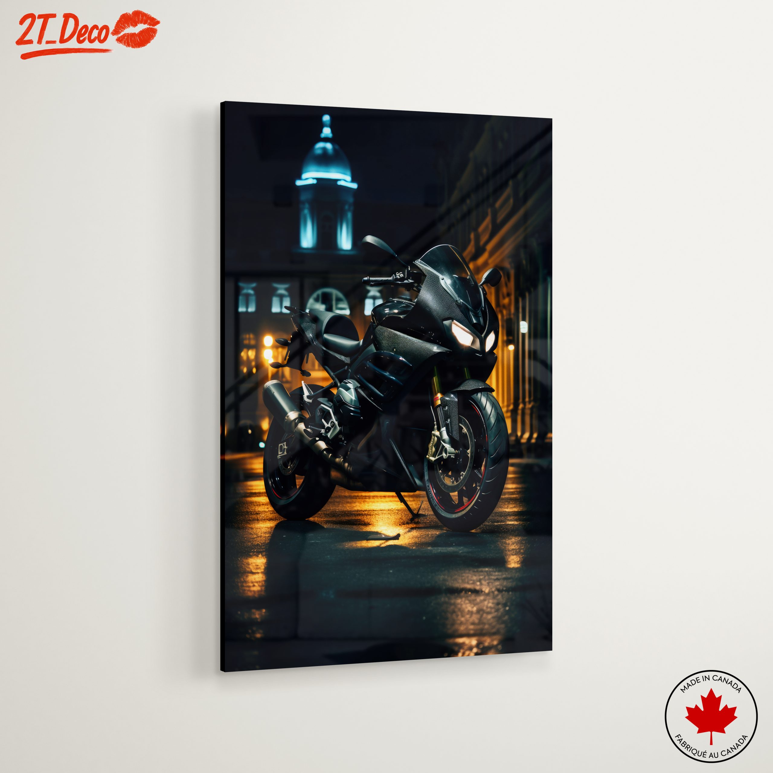 Sleek Motorcycle at Night with City Lights - Image 6