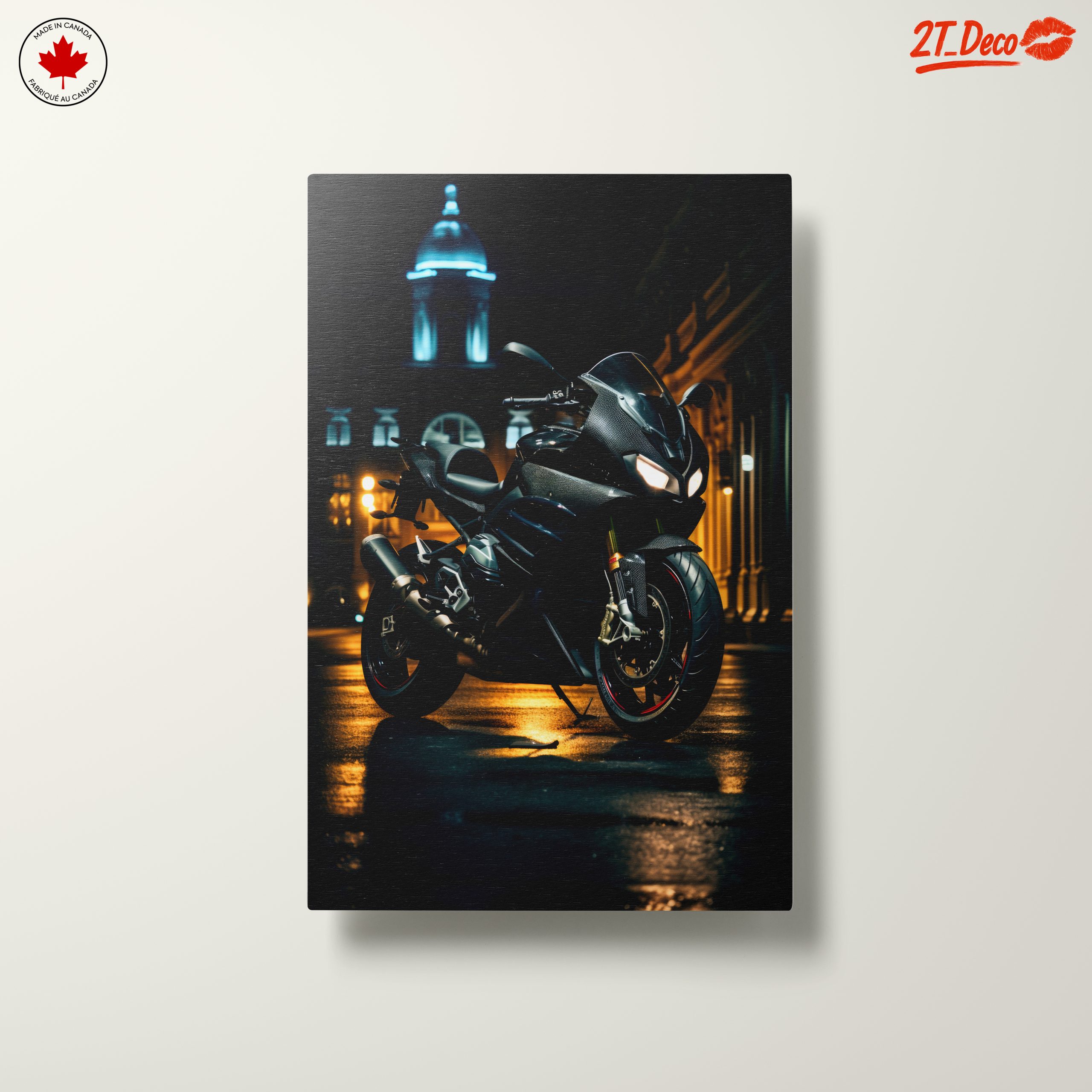 Sleek Motorcycle at Night with City Lights - Image 10