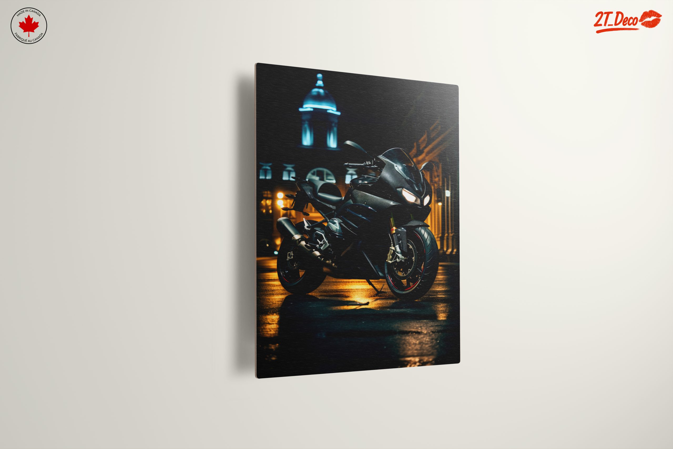 Sleek Motorcycle at Night with City Lights - Image 13