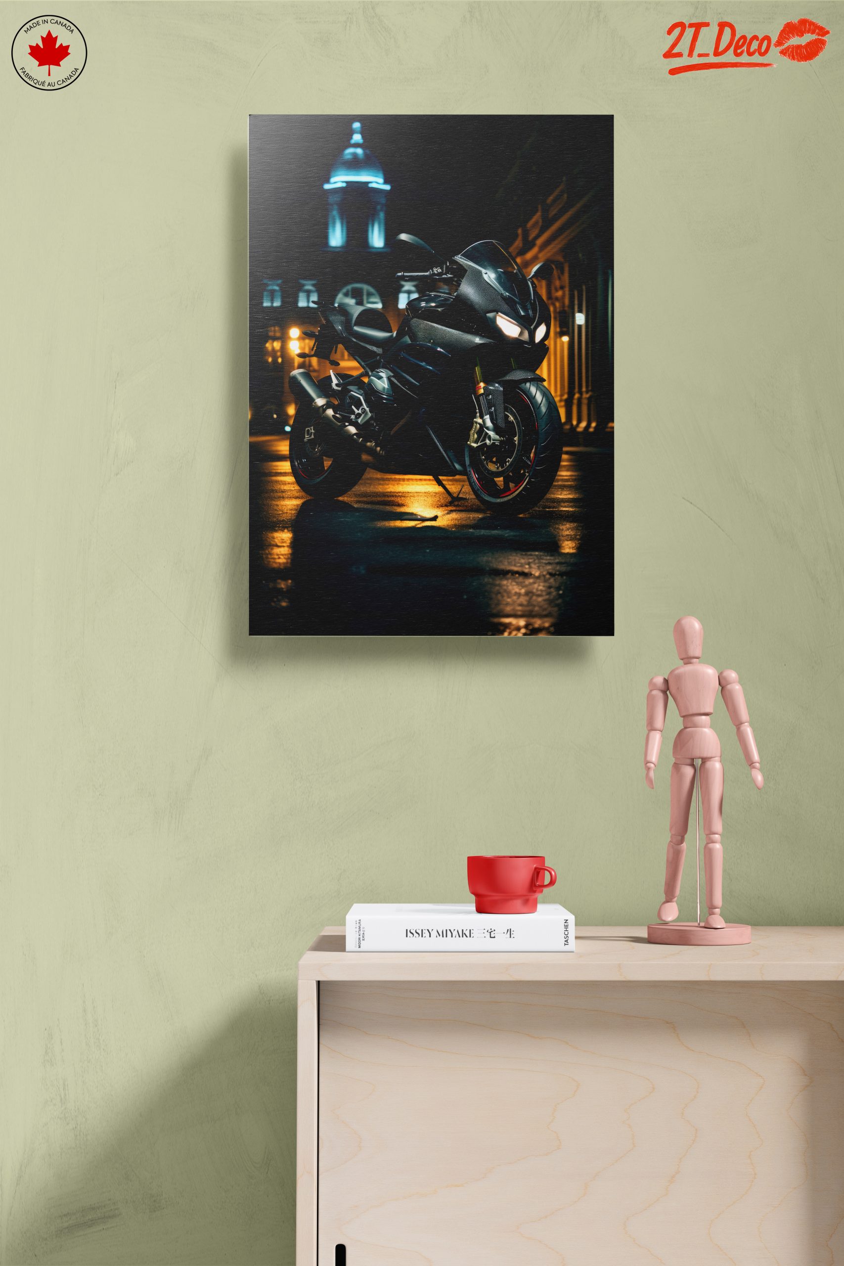 Sleek Motorcycle at Night with City Lights - Image 14