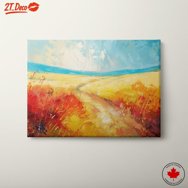 Vibrant Landscape with Colorful Sky and Fields