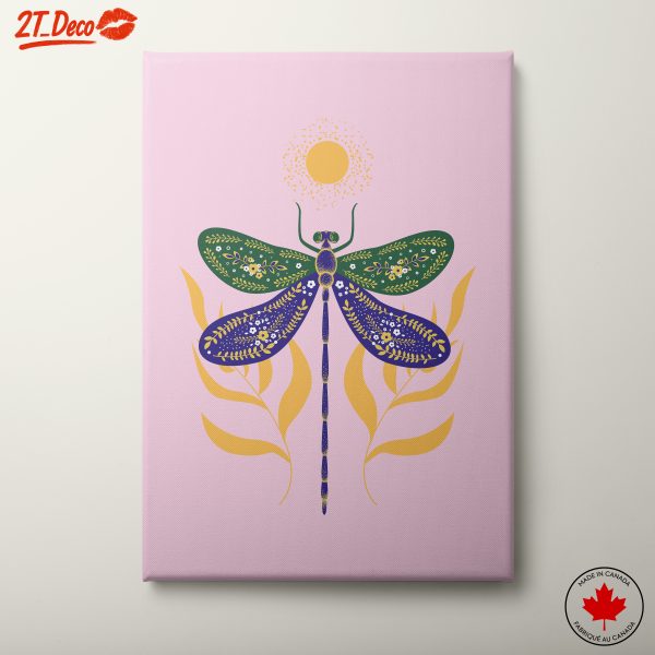 Stylized Dragonfly With Floral Elements