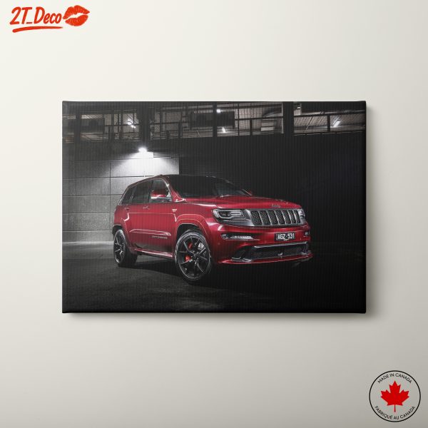 Red Classic Jeep SUV in Urban Setting