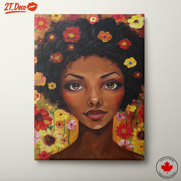 Vibrant Afro Art with Floral Elements