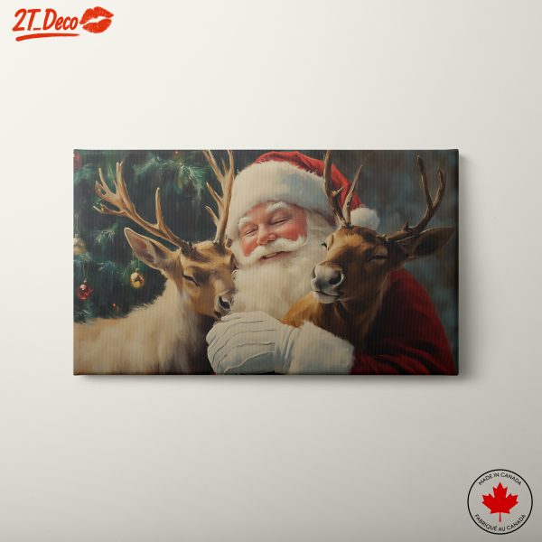 Santa Claus with Reindeer in Christmas Scene
