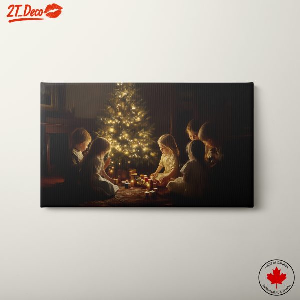 Children Celebrating Christmas by the Tree