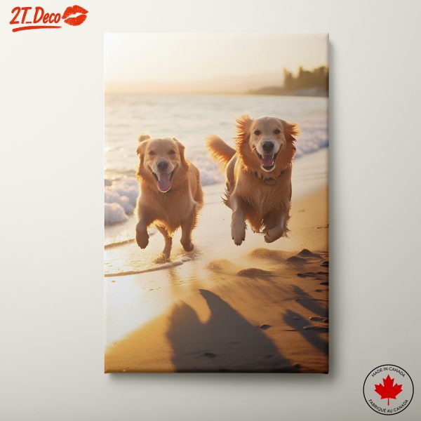 Happy Dogs Running on the Beach