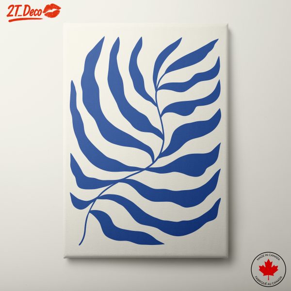 Stylized Botanical Artwork Featuring Blue Leaves