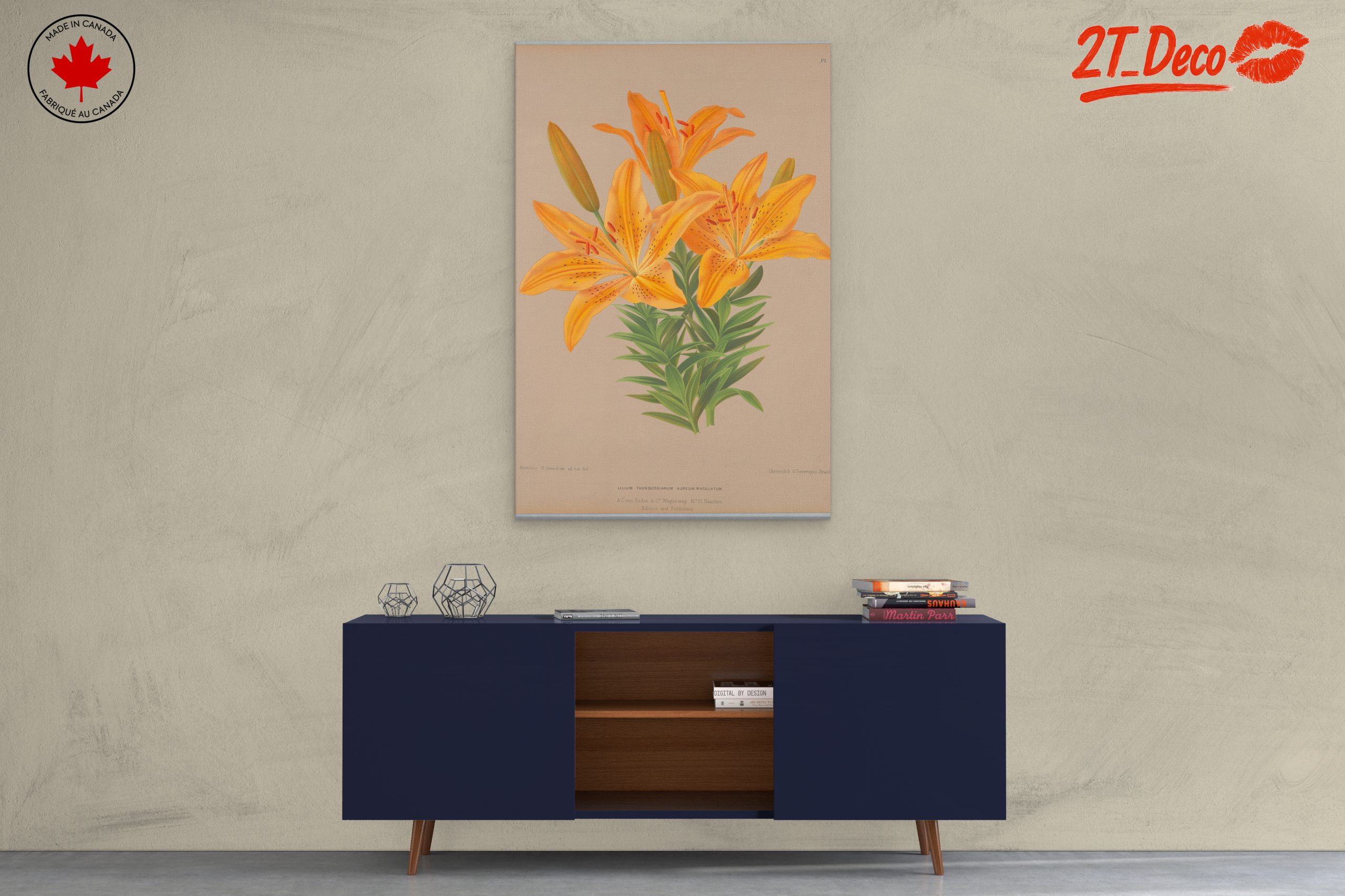 Vibrant Yellow Lily Botanical Art - Image 3