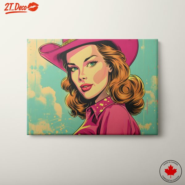 Vibrant Pop Art Woman in Cowboy Hat