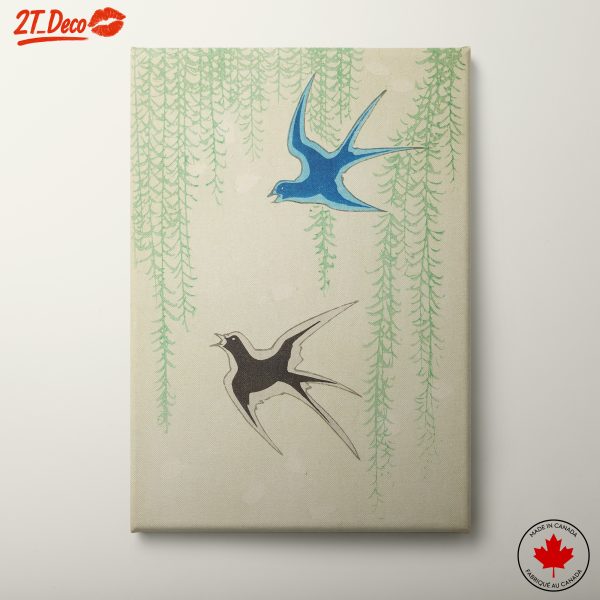 Stylized Birds Against Green Background