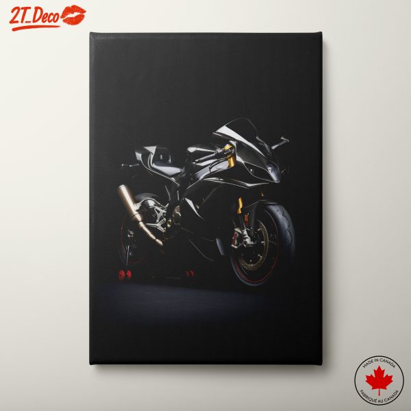 Sleek Black Sports Motorcycle Art