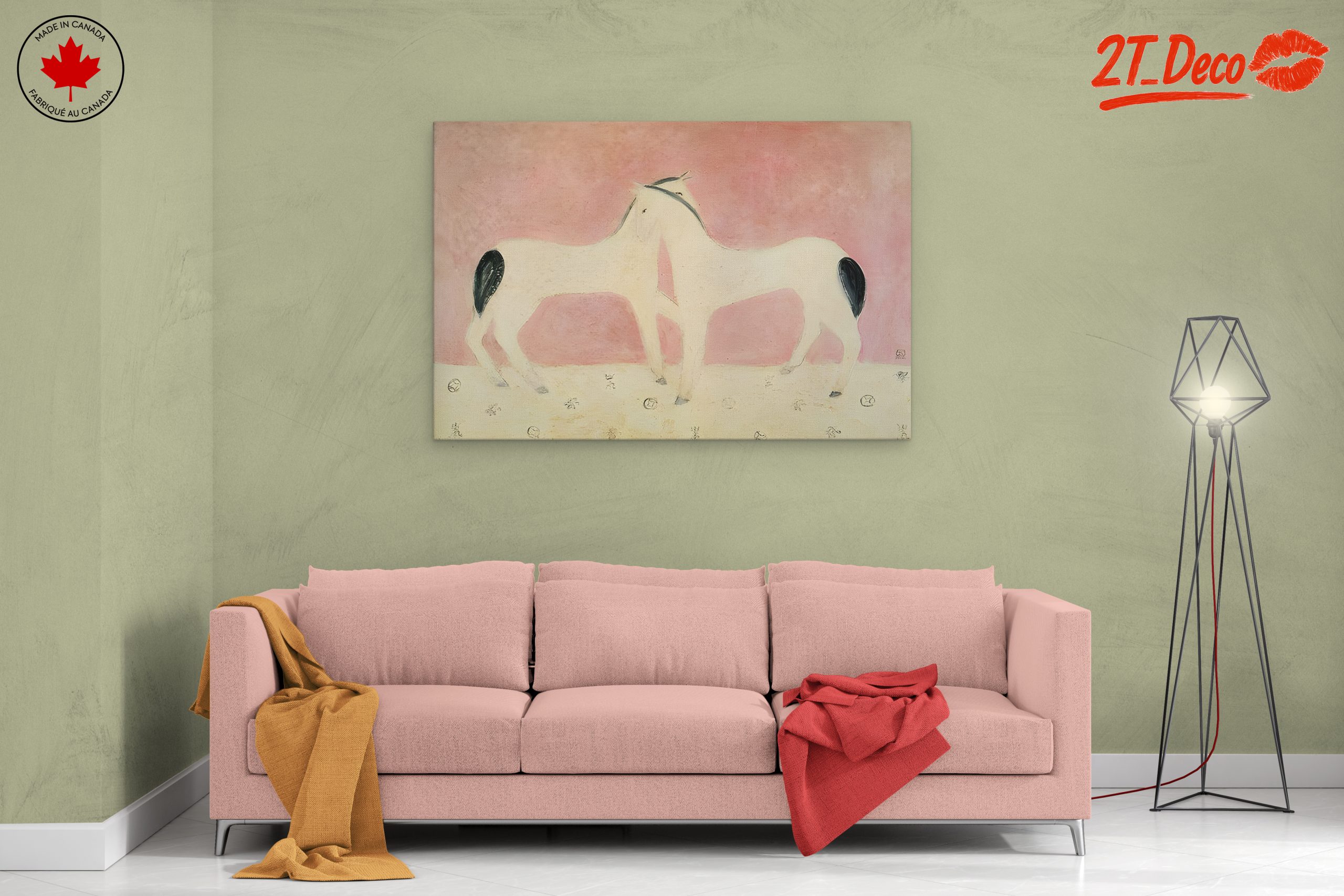 Stylized Horses on Soft Pink Background - Image 2