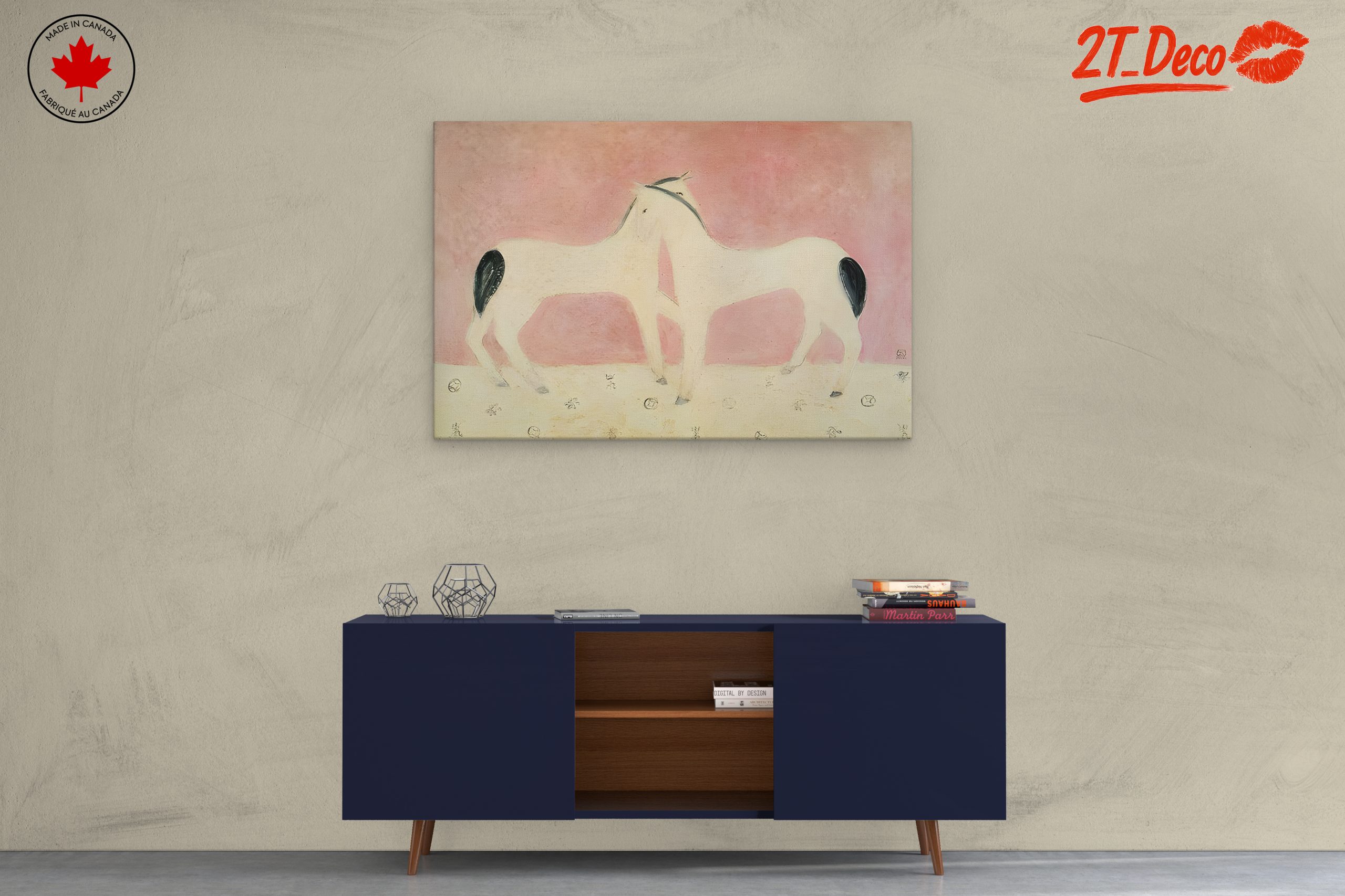 Stylized Horses on Soft Pink Background - Image 3