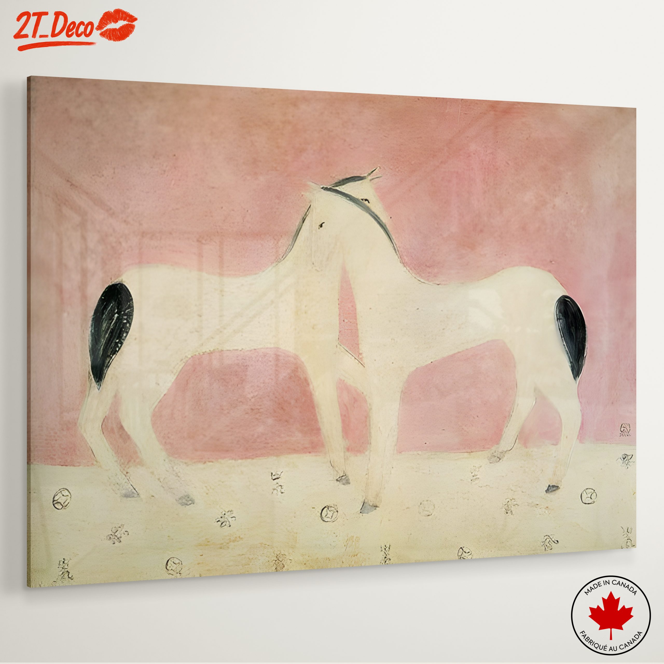 Stylized Horses on Soft Pink Background - Image 6