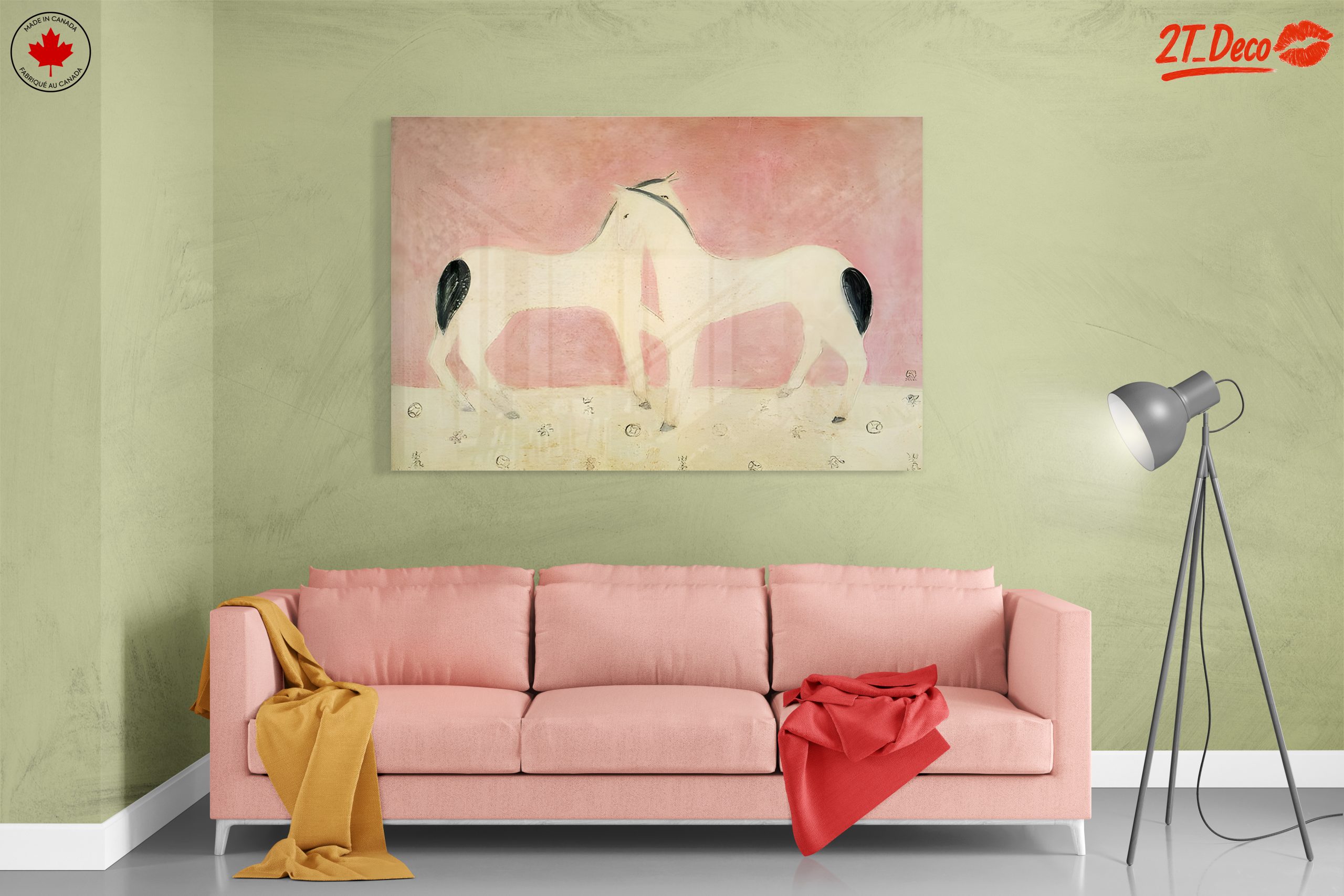 Stylized Horses on Soft Pink Background - Image 7