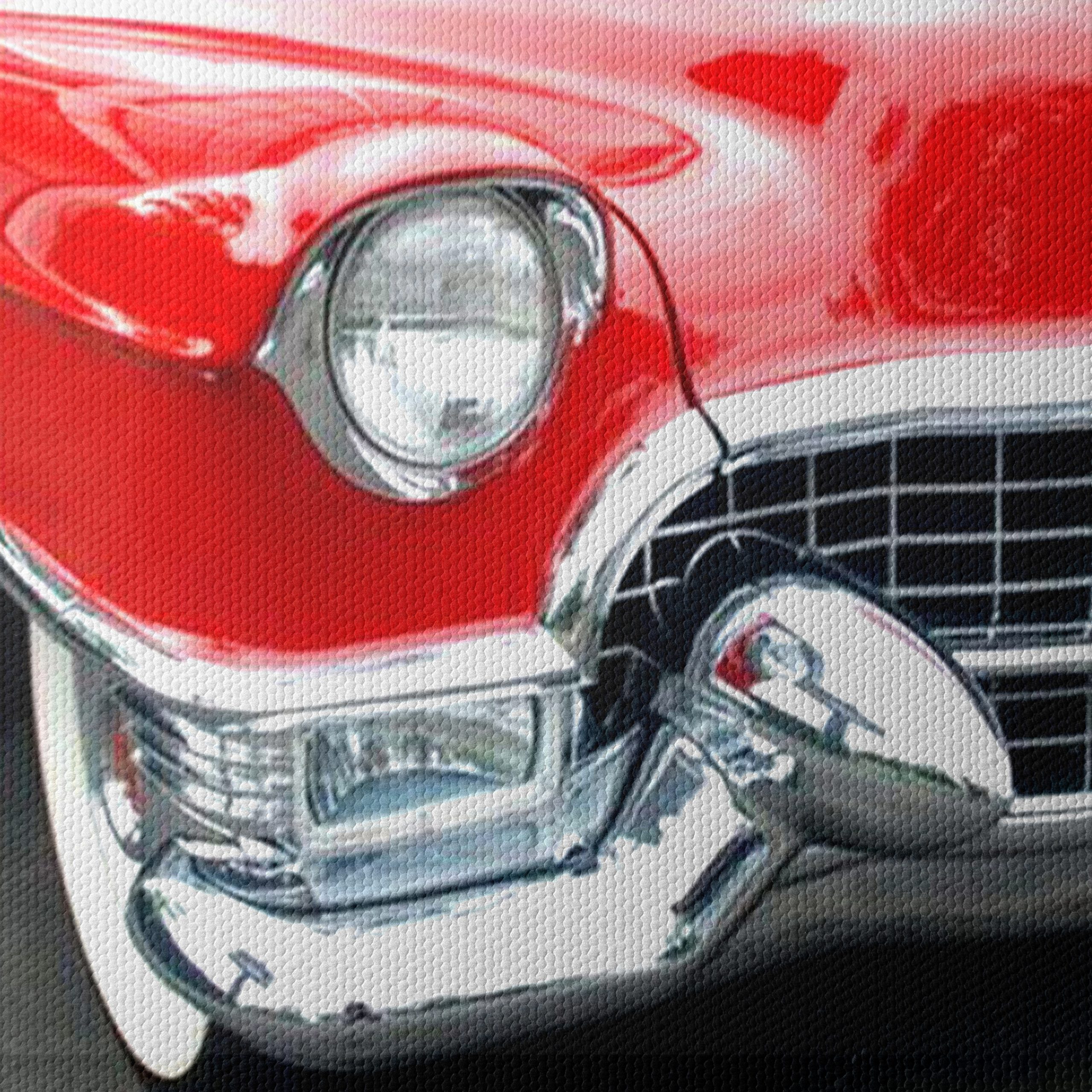 Vintage Red Cadillac Front View - Image 4