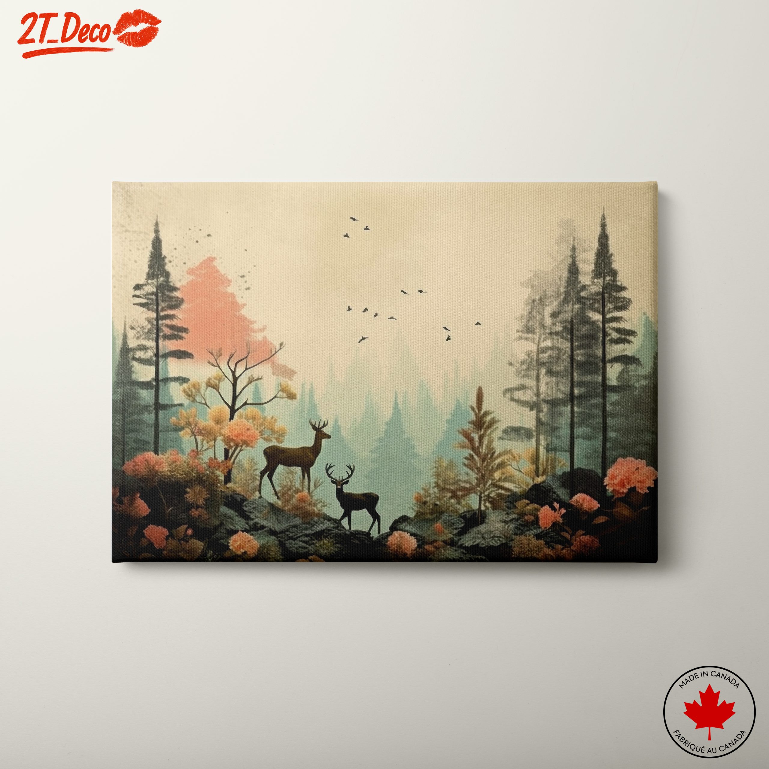 Stylized Forest Scene with Deer