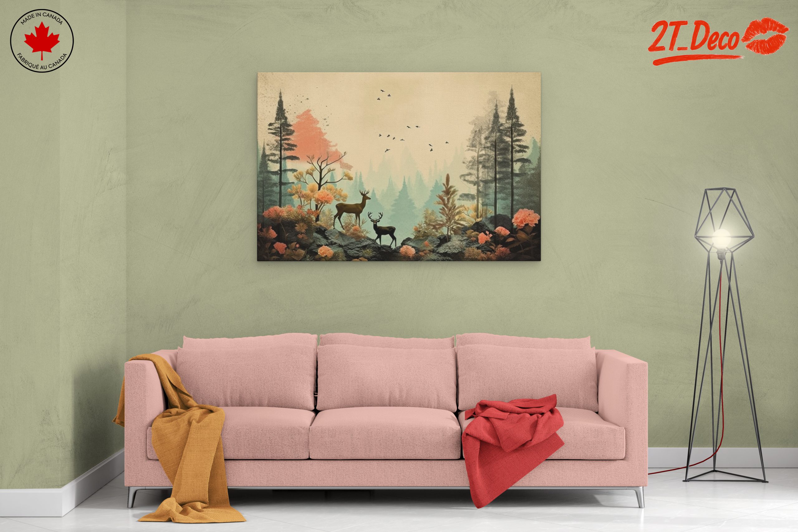 Stylized Forest Scene with Deer - Image 2