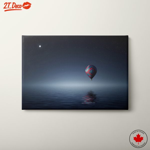 Serene Night Landscape with Hot Air Balloon