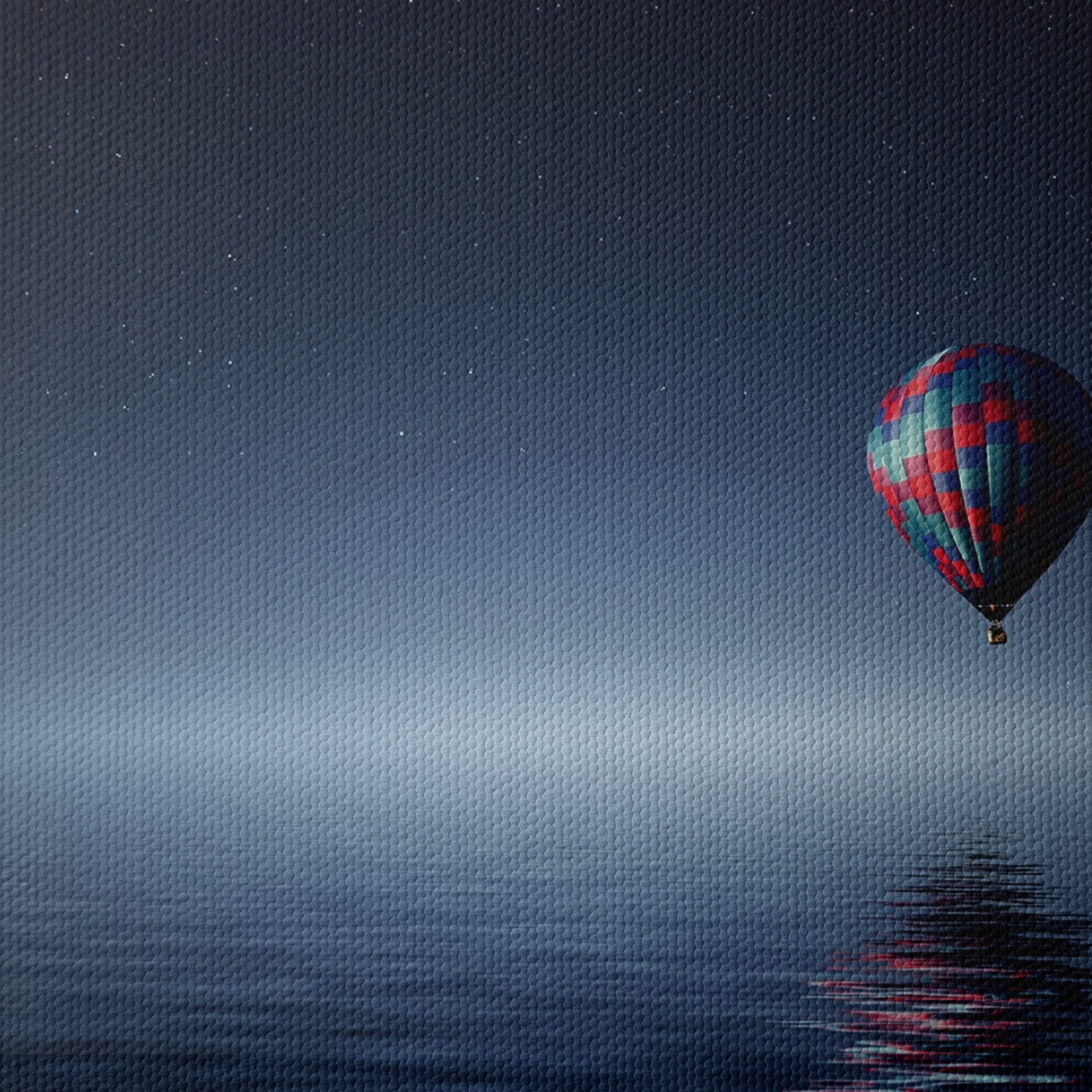 Serene Night Landscape with Hot Air Balloon - Image 4