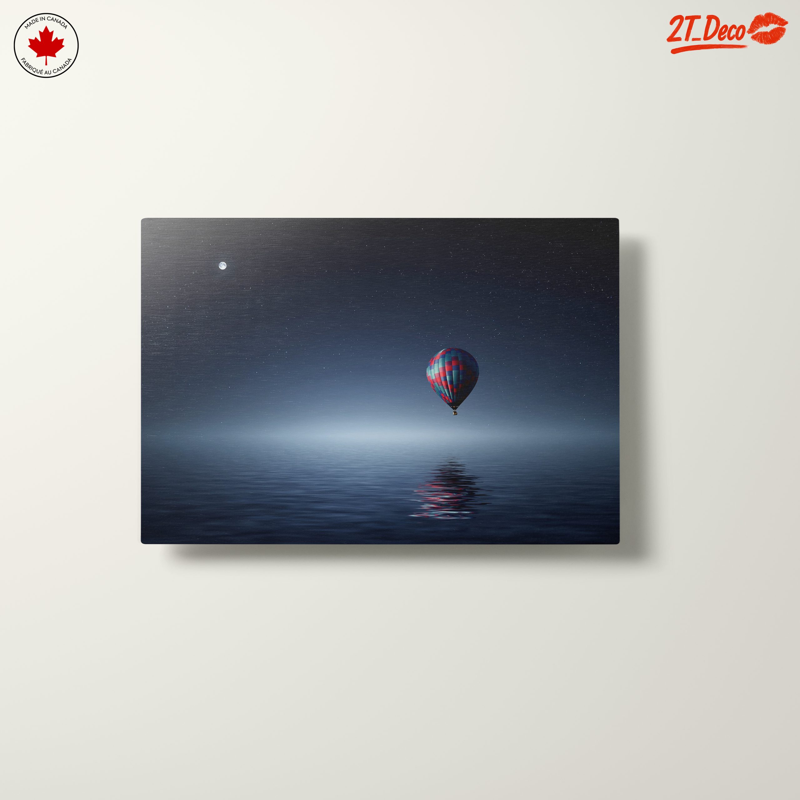 Serene Night Landscape with Hot Air Balloon - Image 10