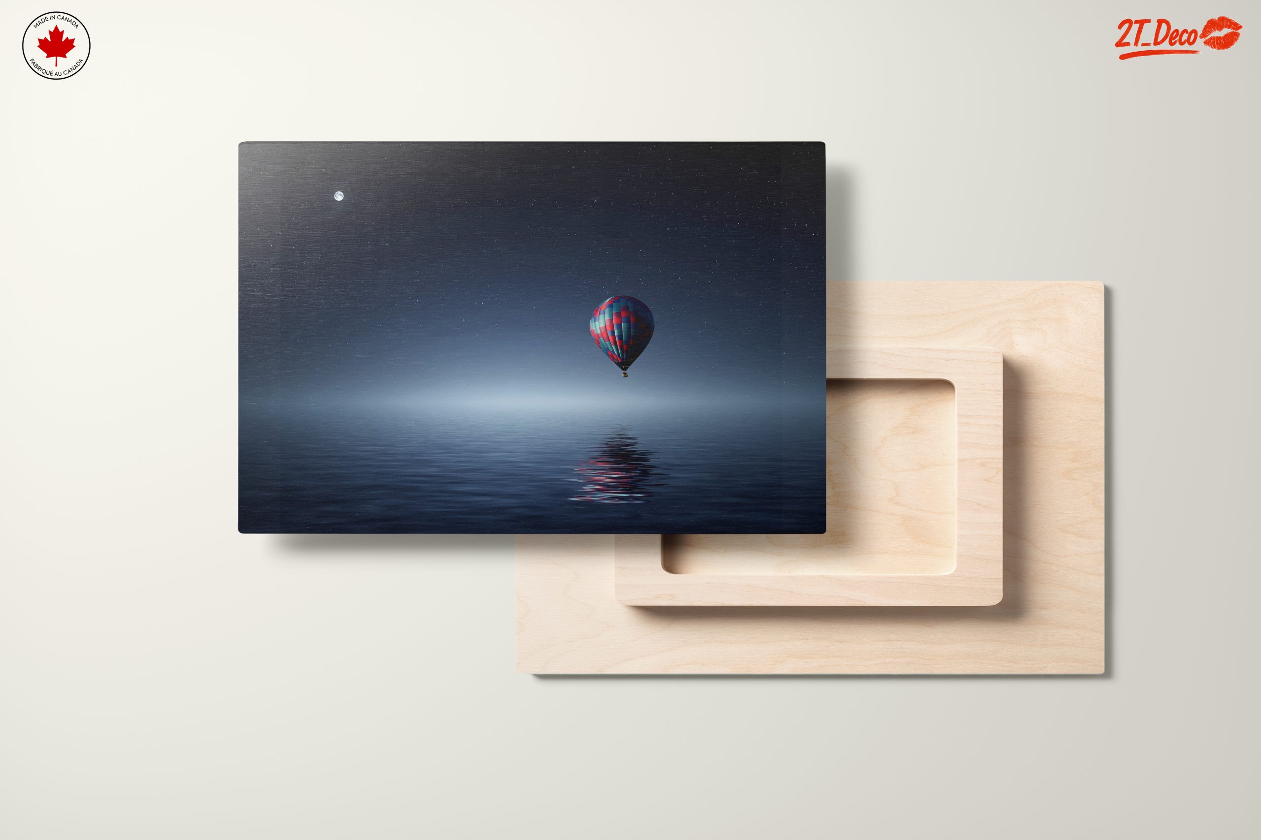 Serene Night Landscape with Hot Air Balloon - Image 11