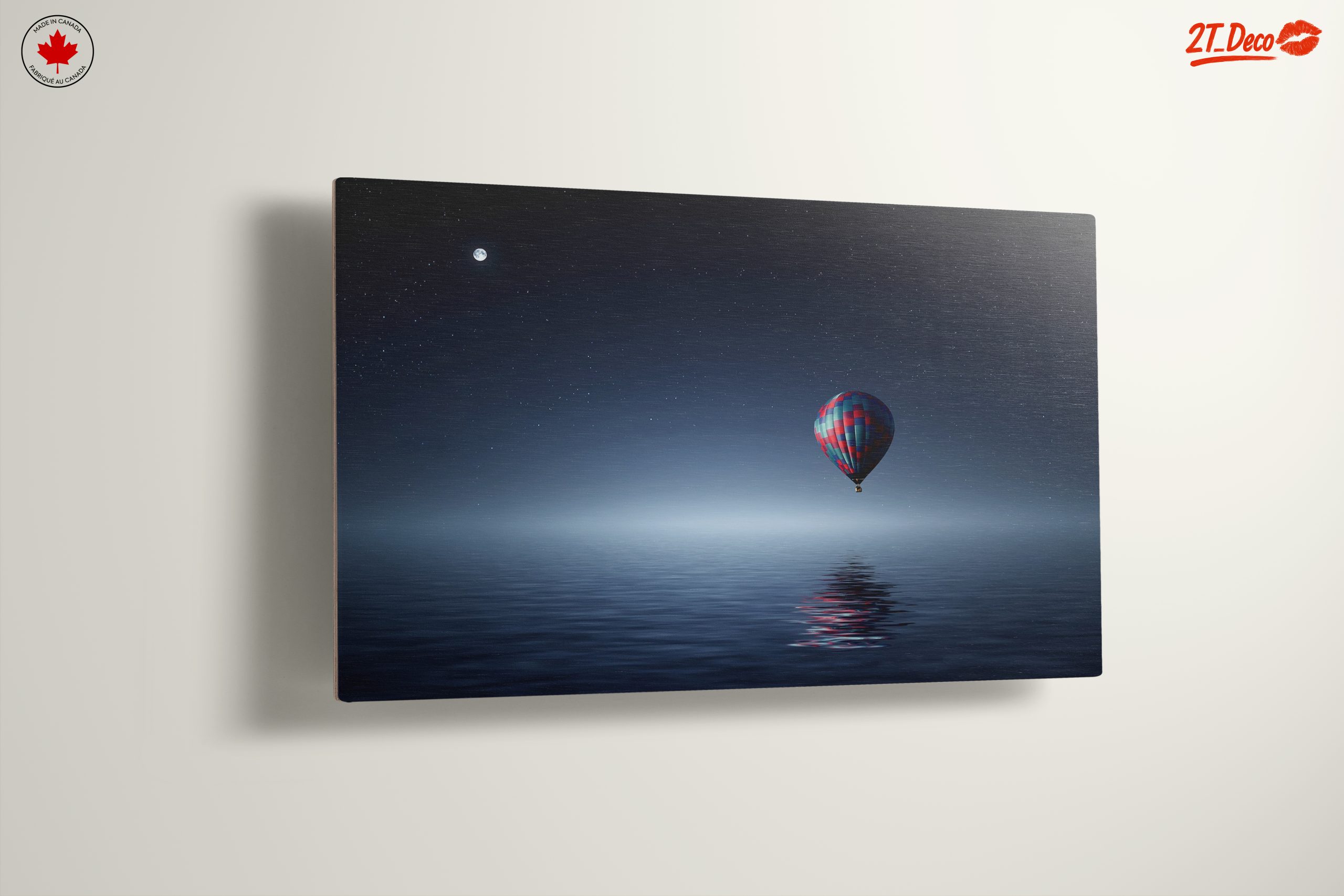 Serene Night Landscape with Hot Air Balloon - Image 13