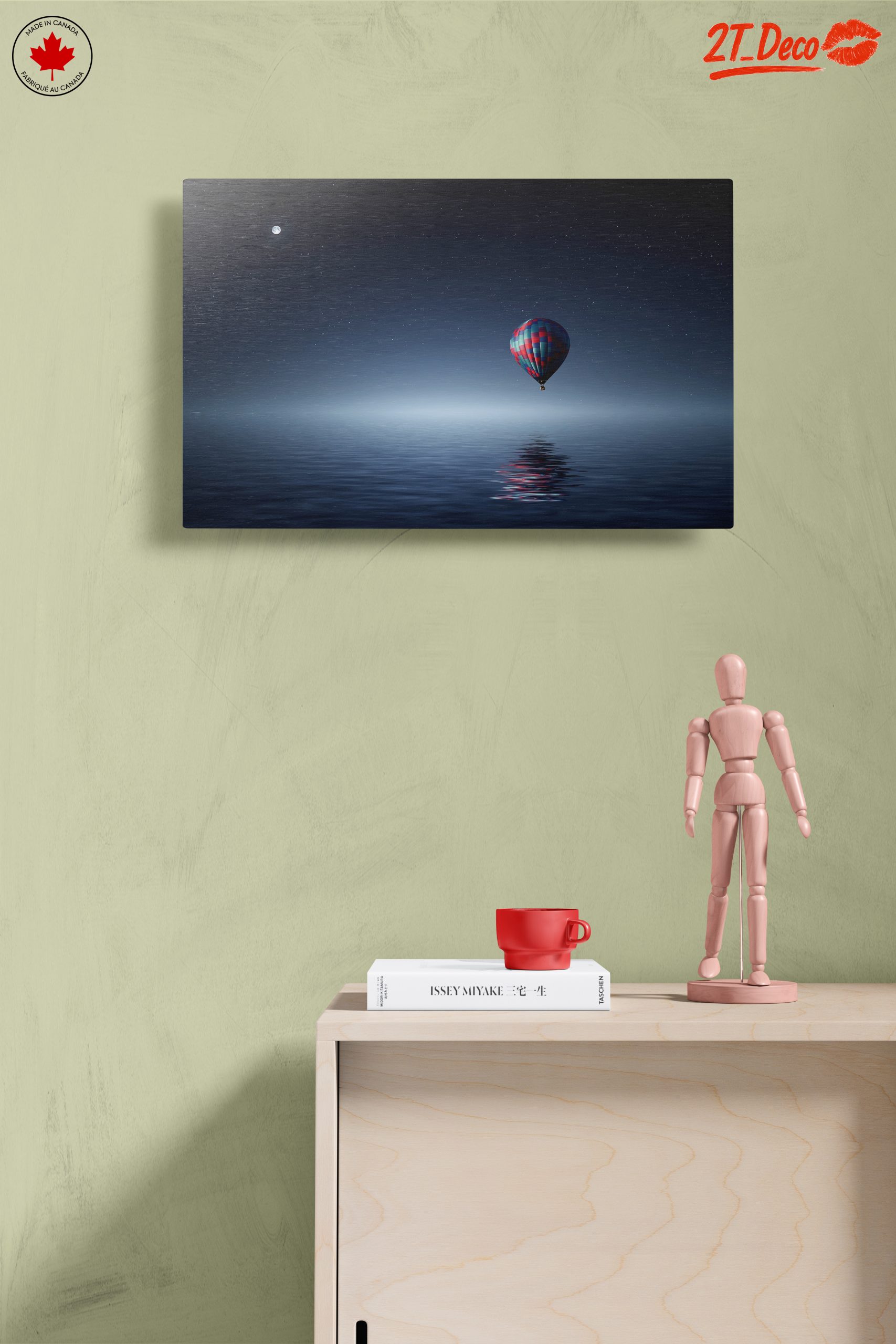 Serene Night Landscape with Hot Air Balloon - Image 14