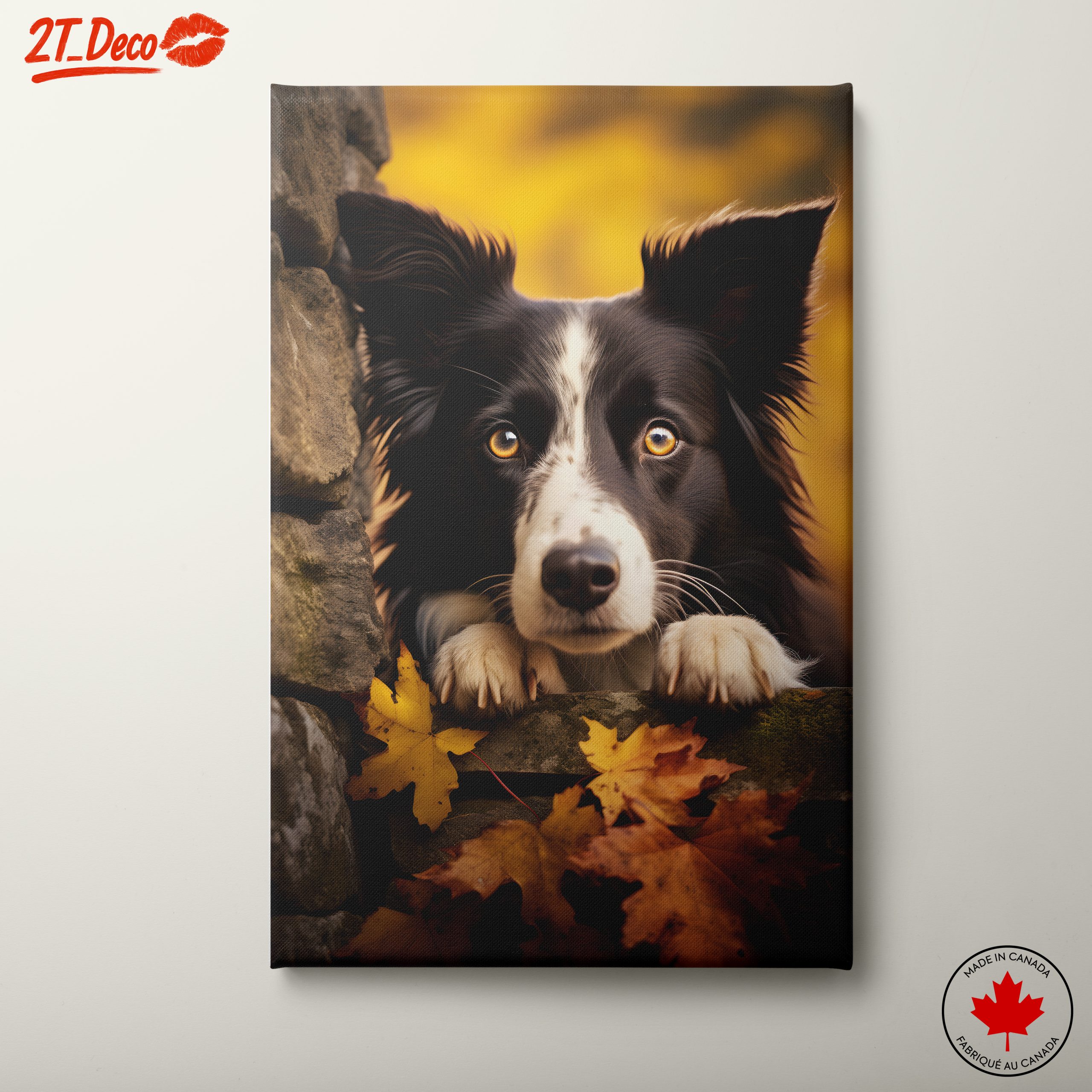 Charming Dog Portrait with Autumn Leaves