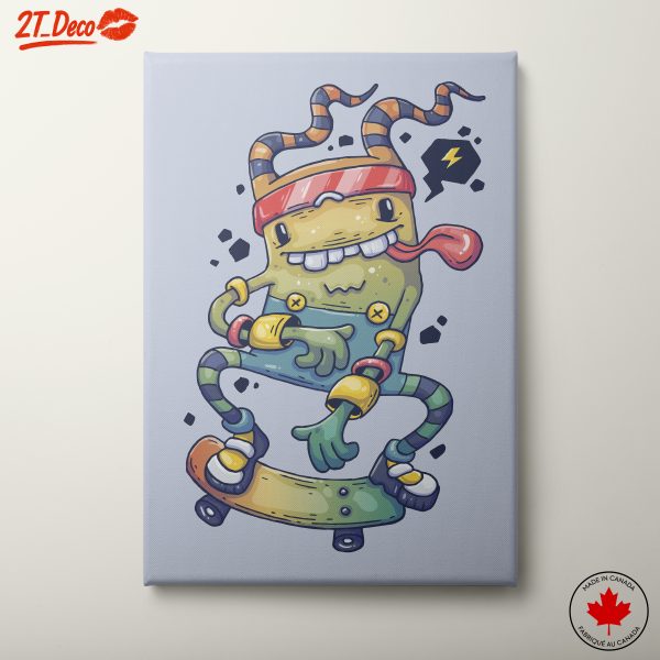 Whimsical Cartoon Monster Skater Art