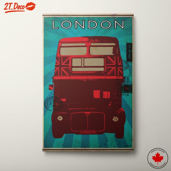 Stylized London Bus Art with Union Jack