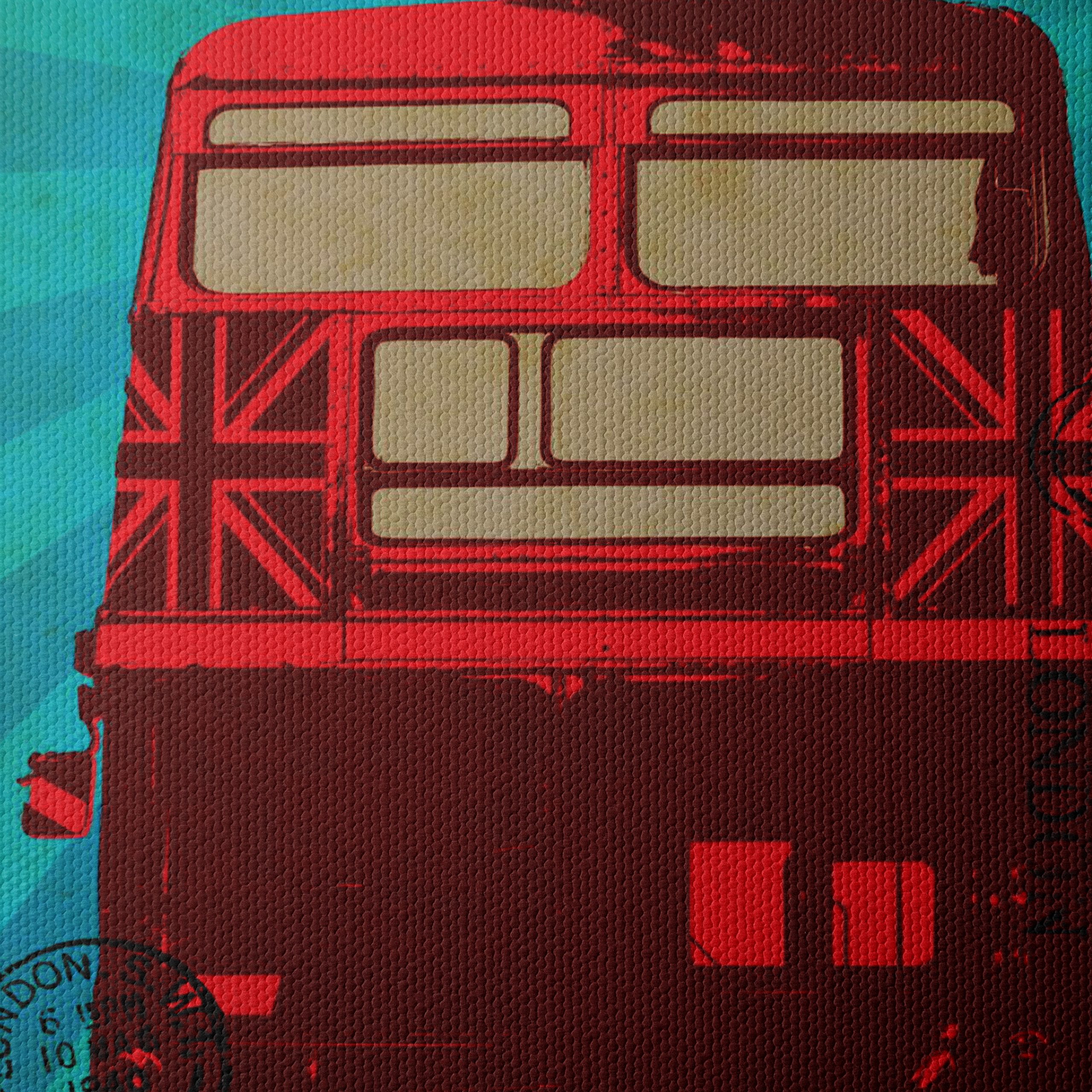 Stylized London Bus Art with Union Jack - Image 4