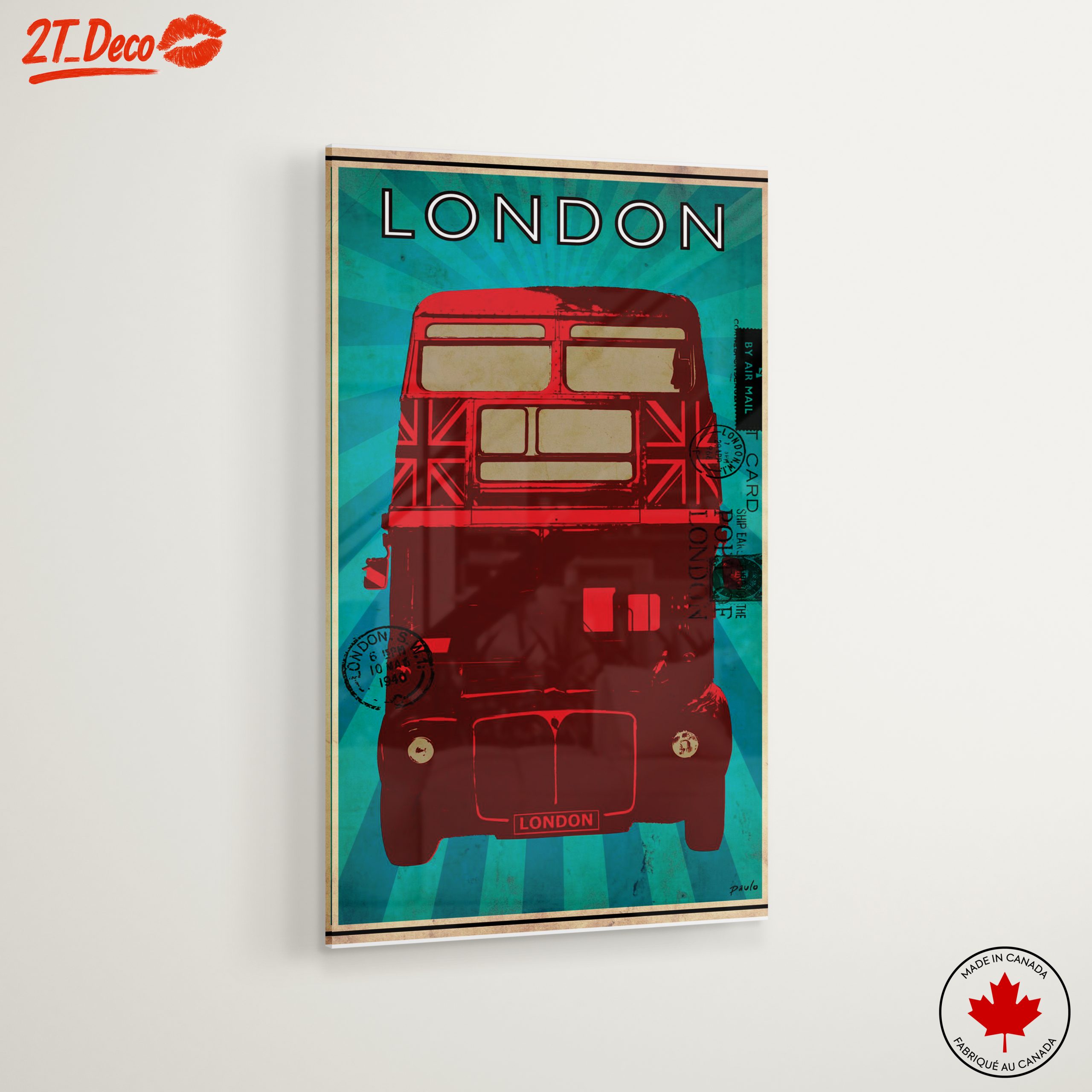 Stylized London Bus Art with Union Jack - Image 6
